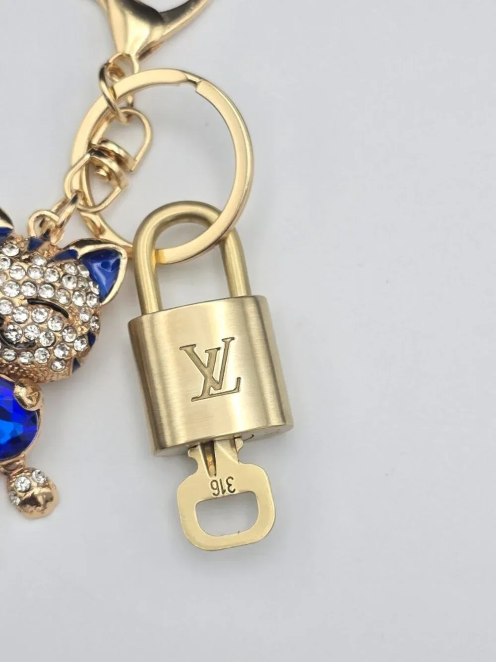 Authentic Louis Vuitton Gold Padlock & Key 🔒LV Bag Unbranded Cat Charm Keychain